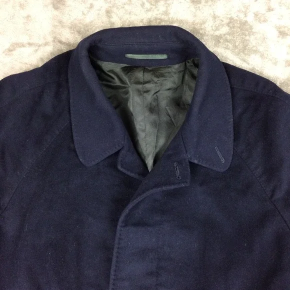 Wexmann London Cashmere Wool Overcoat Mens 50 Reg Blue Long Classic Lined - Picture 4 of 15